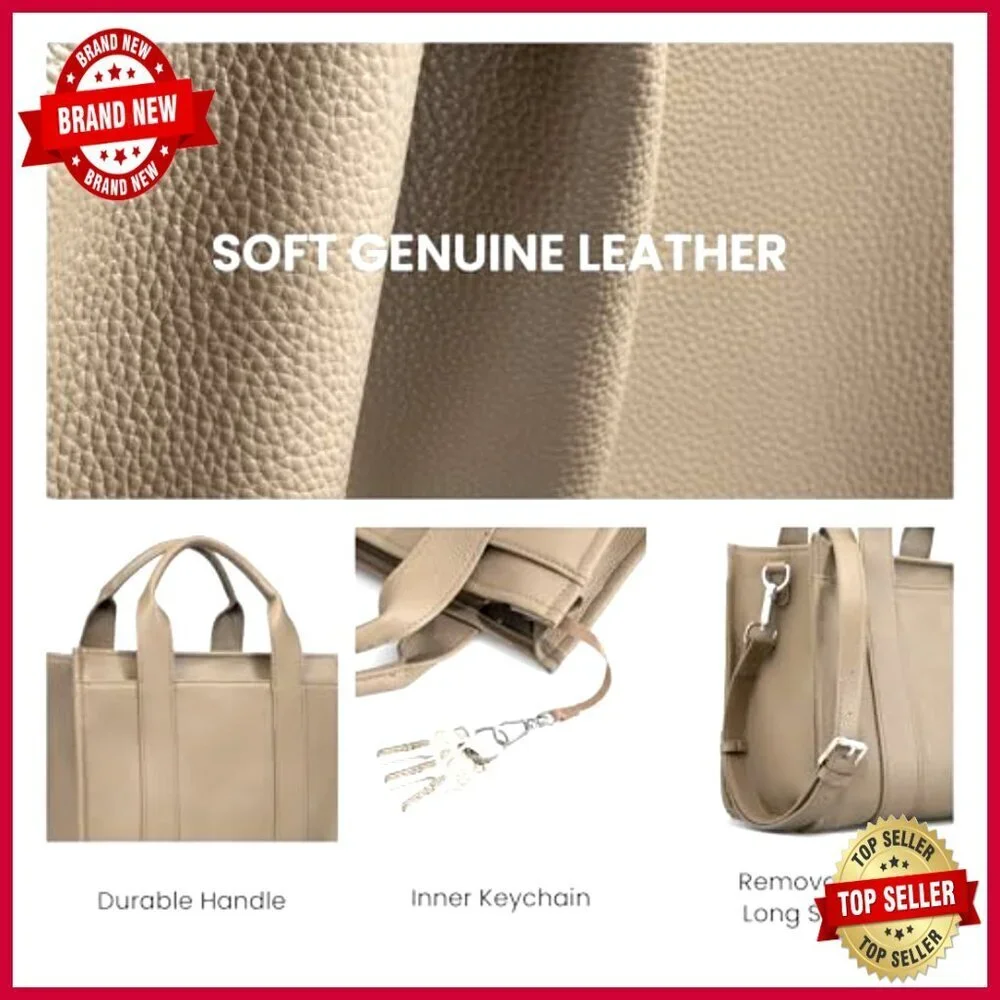 Genuine Leather Tote Satchel Crossbody Bag RFID Pockets Lightweight